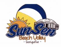 SUN SEN BEACH VOLLEY SENIGALLIA - FONT SUN SEN : CLOUDS PERSONAL USE, FONT SENIGALLIA : DJB GONNA SHANE MY STORY, FONT SUN SEN BEACH VOLLEY SENIGALLIA - FONT SUN SEN : CLOUDS PERSONAL USE, FONT SENIGALLIA : DJB GONNA SHANE MY STORY, FONT BEACH VOLLEY : COFFEE AT MIDNIGHT DEMO. Logo composto da un pallone da beach volley, sole e un monumento di forma rotonda SUN SEN BEACH VOLLEY SENIGALLIA - FONT SUN SEN : CLOUDS PERSONAL USE, FONT SENIGALLIA : DJB GONNA SHANE MY STORY, FONT