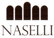 logo NASELLI è strutturato in due parti: alla base è posta una parte testuale che reca il nome dell attività logo NASELLI è strutturato in due parti: alla base è posta una parte testuale che reca il nome dell attività del depositante NASELLI nel font Bodoni Std, la parte superiore del logo è invece figurativa e consta di 5 archi; gli archi sono 5 di cui 4 laterali di uguale altezza mentre il centrale svetta sugli altri di 1/4 della lunghezza; la larghezza dei 5 archi rimane costante e la distanza tra essi è di 1/5 della base degli archi. Il rapporto tra la larghezza della parte figurativa rispetto a quella testuale è di 4/5. Il logo NASELLI è strutturato in due parti: alla base è posta una parte testuale che reca il nome dell attività