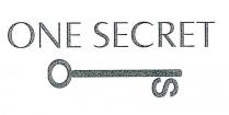 La parte centrale del marchio è rappresentata dal testo ONE SECRET, in carattere grande che occupa la parte centrale superiore La parte centrale del marchio è rappresentata dal testo ONE SECRET, in carattere grande che occupa la parte centrale superiore del disegno. Al di sotto del testo ONE SECRET è posizionato all altezza della lettera N una lettera O attaccata alla lettera O precisamente all altezza della lettera sul lato destro, è disegnata una barra orizzontale di larghezza spessa, alla cui estremità inferiore è disegnata una lettera S, in modo che disegno nel suo complesso dia la visione di una chiave. La parte centrale del marchio è rappresentata dal testo ONE SECRET, in carattere grande che occupa la parte centrale superiore
