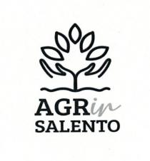 logo si compone di un immagine che sovrasta una parte testuale.L immagine, simmetrica e lineare, rappresenta in sintesi un terreno una logo si compone di un immagine che sovrasta una parte testuale. L immagine, simmetrica e lineare, rappresenta in sintesi un terreno una linea ondulata da cui nasce un albero i cui rami hanno la forma di due mani che sostengono la chioma costituita da 5 foglie disposte a raggiera. la scritta AGRin SALENTO è disposta su due righi. Il font per le lettere AGR e SALENTO è il Bree Serif, le lettere in sono in corsivo calligrafico. Il logo si compone di un immagine che sovrasta una parte testuale.L immagine, simmetrica e lineare, rappresenta in sintesi un terreno una