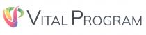 Le due iniziali VP si intersecano tra loro nel marchio, di cui la lettera V e intera con colori dell arancio Le due iniziali VP si intersecano tra loro nel marchio, di cui la lettera V e intera con colori dell arancio sulla sommità sinistra, al rosso nella parte bassa che risale nella sommita destra della lettera diventando viola e si schiarisce mentre sale. Nell incavo della V vi e la parte verticale della P che curva e si interrompe quando interseca la V. La parte bassa della P e colore arancio, giallo nella parte centrale e verde sia nella sommita della P che si trova all interno della V e sia nella parte curva della P che sporge e termina a punta . Segue la scritta VITAL PROGRAM Le due iniziali VP si intersecano tra loro nel marchio, di cui la lettera V e intera con colori dell arancio