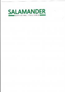 TRATTASI DI SCRITTA SALAMANDER DI COLORE VERDE SU FONDO BIANCO,RIPORTANTE SOTTO LE PRIME DUE E LE ULTIME DUE LETTERE SA TRATTASI DI SCRITTA SALAMANDER DI COLORE VERDE SU FONDO BIANCO,RIPORTANTE SOTTO LE PRIME DUE E LE ULTIME DUE LETTERE SA E ER UNA LINEA ORIZONTALE VERDE MENTRE SOTTO LE LETTERE CENTRALI LAMAND UNA SCRITTA SITUATA TRA LE LINEE VERDI ORIZONTALI IN NERO OFFICINA ITALIANA. TRATTASI DI SCRITTA SALAMANDER DI COLORE VERDE SU FONDO BIANCO,RIPORTANTE SOTTO LE PRIME DUE E LE ULTIME DUE LETTERE SA