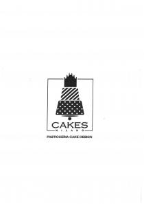 logo è caratterizzato dalla scritta CAKES sormontata da una pallina e da una ellisse a loro volta sormontate da: logo è caratterizzato dalla scritta CAKES sormontata da una pallina e da una ellisse a loro volta sormontate da: un trapezio a pois con sopra un trapezio più piccolo a righe trasversali con sopra una silouette del duomo di Milano, il tutto racchiuso da un rettangolo interrotto in basso dalla scritta MILANO e sottostante al rettangolo la scritta PASTICCERIA CAKE DESIGN Il logo è caratterizzato dalla scritta CAKES sormontata da una pallina e da una ellisse a loro volta sormontate da