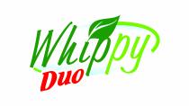 IL MARCHIO E COSTITUITO DALLA PAROLA WHIPPY LE CUI LETTERE WHIP VERDE SCURO E PY VERDE CHIARO. IL PUNTINO DELLA MARCHIO E COSTITUITO DALLA PAROLA WHIPPY LE CUI LETTERE WHIP VERDE SCURO E PY VERDE CHIARO. IL PUNTINO DELLA I E A FORMA DI FOGLIA VERDE SCURO. LE LETTERE SONO CONTORNATE DA UNO SPESSORE BIANCO. UN OVALE AZZURRO CIRCONDA QUASI L INTERA PAROLA. IL CONFINE DELL OVALE E VERDE CHIARO. SOTTO LA PAROLA WHIPPY COMPARE LA PAROLA DUO IN ROSSO. IL MARCHIO E COSTITUITO DALLA PAROLA WHIPPY LE CUI LETTERE WHIP VERDE SCURO E PY VERDE CHIARO. IL PUNTINO DELLA