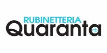 marchio consiste nella scritta RUBINETTERIA Quaranta corrispondente alla ragione sociale della richiedente, su due righe, con la parola RUBINETTERIA marchio consiste nella scritta RUBINETTERIA Quaranta corrispondente alla ragione sociale della richiedente, su due righe, con la parola RUBINETTERIA in spessi caratteri stampatello maiuscolo in colore azzurro pantone 311 C e la parola QUARANTA in spessi caratteri stampatello minuscolo con la Q iniziale maiuscola, di colore nero. Font del carattere: ITC AVANT GARDE GOTHIC PRO BOLD. Nella a finale della parola Quaranta sono inserite le lettere A e Q tra loro sovrapposte. RUBINETTERIA Quaranta figurativo