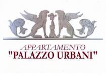 marchio consiste in due figure mitologiche simil cani alati, tipo grifi di colore grigio che si guardano, sono divisi marchio consiste in due figure mitologiche simil cani alati, tipo grifi di colore grigio che si guardano, sono divisi da una colonna con capitello che rimane poco più bassa rispetto al muso dei cani. La coda dei cani termina a cornucopia. Sotto la parte figurativa è presente la scritta APPARTAMENTO con a capo la scritta PALAZZO URBANI di colore bordeaux. Il marchio consiste in due figure mitologiche simil cani alati, tipo grifi di colore grigio che si guardano, sono divisi