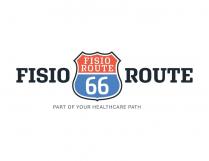 FISIO ROUTE 66 marchio figurativo il marchio è costituito dalle parole maiuscole di colore nero FISIO e ROUTE separate da FISIO ROUTE 66 marchio figurativo marchio è costituito dalle parole maiuscole di colore nero FISIO e ROUTE separate da uno stemma diviso in due settori. Nel settore superiore di colore rosso vi è il termine ROUTE in maiuscolo di colore bianco mentre nel settore inferiore su fondo blu vi è il numero 66 di colore bianco. In basso la frase PART OF YOUR HEALTHCARE PATH in maiuscolo di colore nero. FISIO ROUTE 66 marchio figurativo il marchio è costituito dalle parole maiuscole di colore nero FISIO e ROUTE separate da