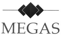 Denominazione: MEGAS. Il marchio rappresenta una figura di 3 quadrati ruotati a 45 gradi sovrapposti con due linee laterali. Sotto all immagine Denominazione: MEGAS. marchio rappresenta una figura di 3 quadrati ruotati a 45 gradi sovrapposti con due linee laterali. Sotto all immagine è presente la scritta MEGAS in PALERMO 41 . Il logo puo essere scritto in qualsiasi colore e dimensione. Denominazione: MEGAS.