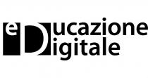 Marchio composto dalle parole EDUCAZIONE DIGITALE, nel quale le lettere e in minuscolo e D in maiuscolo sono inscritte in Marchio composto dalle parole EDUCAZIONE DIGITALE, nel quale le lettere e in minuscolo e D in maiuscolo sono inscritte in negativo entro un rettangolo di colore pieno, con rapporto di 2/3 tra l altezza e la base. La lettera e in minuscolo è posizionata nella parte superiore sinistra del rettangolo e occupa un terzo dell altezza del rettangolo stesso, mentre la lettera D in maiuscolo occupa tutta l altezza del rettangolo e i 2/3 della larghezza dello stesso. resto della scritta ucazione e igitale è disposto su 2 righe a destra del rettangolo, con ucazione posizionato sopra igitale con allineamento a sinistra. La lettera i di ucazione e la lettera l di igitale sono esattamente allineate in verticale. Il font utilizzato è il Miripro semibold per ucazione, igitale ed e minuscola; mentre la D maiuscola è in Miriad pro regular con intervento grafico di taglio sugli estremi verticali. Marchio composto dalle parole EDUCAZIONE DIGITALE, nel quale le lettere e in minuscolo e D in maiuscolo sono inscritte in