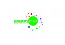 IL MARCHIO CONSISTE NELLA SCRITTA ENDOSCOPY ON AIR YOUR GLOBAL VILLAGE FOR GI ENDOSCOPY . LA SCRITTA ENDOSCOPY E DI COLORE VERDE MARCHIO CONSISTE NELLA SCRITTA ENDOSCOPY ON AIR YOUR GLOBAL VILLAGE FOR GI ENDOSCOPY . LA SCRITTA ENDOSCOPY E DI COLORE VERDE SU SFONDO BIANCO, IN STAMPATELLO GRASSETTO. AFFIANCO SULLA DESTRA COMPARE LA SCRITTA ON AIR, SEMPRE IN STAMPATELLO GRASSETTO DI COLORE BIANCO RACCHIUSA IN UN CERCHIO CON SFONDO VERDE. SOTTO LA SCRITTA ENDOSCOPY SI TROVANO LE PAROLE YOUR GLOBAL VILLAGE DI COLORE VERDE SU SFONDO BIANCO. IN STAMPATELLO GRASSETTO MA DI DIMENSIONI INFERIORI RISPETTO ALLA SCRITTA ENDOSCOPY . SOTTO ANCORA SI TROVA LA DICITURA FOR GI ENDOSCOPY IN STAMPATELLO GRASSETTO, DI COLORE VERDE SU SFONDO BIANCO E DI MISURA ANCORA INFERIORE RISPETTO ALLA SCRITTA YOUR GLOBAL VILLAGE . LA SCRITTA ON AIR IN STAMPATELLO GRASSETTO DI COLORE BIANCO E SU UNO SFONDO A FORMA DI CERCHIO DI COLORE VERDE, RAPPRESENTA UNA SORTA DI PUNTO D ATTRAZIONE PER I CERCHI COLORATI CHE GLI GRAVITANO INTORNO. QUESTI CERCHI COLORATI SONO DI VARIE DIMENSIONI E COLORI. CIASCUNO RIEMPITO DI UN DIVERSO COLORE: ARANCIONE, GIALLO, ROSSO, PORPORA, FUCSIA, VIOLETTO, INDACO, VIOLA, VERDE CHIARO, VERDE SCURO, CERULEO E BLU; IL TUTTO SU SFONDO BIANCO. IL MARCHIO CONSISTE NELLA SCRITTA ENDOSCOPY ON AIR YOUR GLOBAL VILLAGE FOR GI ENDOSCOPY .LA SCRITTA ENDOSCOPY E DI COLORE VERDE