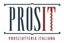 marchio consiste nell espressione PROSIT PROSCIUTTERIA ITALIANA, scritta in caratteri di fantasia su due righe. Il termine PROSIT, in caratteri marchio consiste nell espressione PROSIT PROSCIUTTERIA ITALIANA, scritta in caratteri di fantasia su due righe. Il termine PROSIT, in caratteri maiuscoli di maggiore dimensione, e ricompreso, in alto ed in basso, da una cornice aperta ai lati. In particolare, il prefisso PROS e la cornice aperta sono in colore blu scuro pantone 7545C, mentre il suffisso IT e in colore bordeaux pantone n. 7623C . La lettera T rappresenta in modo stilizzato un cavatappi. Sottostante vi e la dicitura PROSCIUTTERIA ITALIANA in caratteri maiuscoli di minore dimensione in colore bordeaux pantone n. 7623C . Il tutto come da esemplare allegato Il marchio consiste nell espressione PROSIT PROSCIUTTERIA ITALIANA, scritta in caratteri di fantasia su due righe. Il termine PROSIT, in caratteri