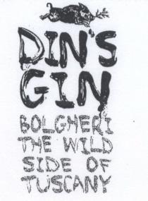 IL MARCHIO E COSTITUITO DALLA DICITURA DIN S GIN ED EVIDENZIA UNA STILIZZAZIONE GRAFICA COSTITUITA DA UN CINGHIALE CON UN RAMOSCELLO MARCHIO E COSTITUITO DALLA DICITURA DIN S GIN ED EVIDENZIA UNA STILIZZAZIONE GRAFICA COSTITUITA DA UN CINGHIALE CON UN RAMOSCELLO SOTTO RIPORTA LA DICITURA DIN S GIN BOLGHERI THE WILD SIDE OF TUSCANY TRADOTTO: DIN S GIN BOLGHERI IL LATO SELVAGGIO DELLA TOSCANA IL MARCHIO E COSTITUITO DALLA DICITURA DIN S GIN ED EVIDENZIA UNA STILIZZAZIONE GRAFICA COSTITUITA DA UN CINGHIALE CON UN RAMOSCELLO