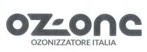 DENOMINAZIONE: OZ-ZONEIl marchio consiste nella dicitura OZ-ONE, la lettera z ha un prolungamento verso destra. Il trattino è rappresentato da DENOMINAZIONE: OZ-ZONE marchio consiste nella dicitura OZ-ONE, la lettera z ha un prolungamento verso destra. Il trattino è rappresentato da un simbolo che ricorda contemporaneamente una foglia e una goccia, simboli di purezza. Il payoff descrittivo è sottoposto al logotipo: ozonizzatore Italia DENOMINAZIONE: OZ-ZONE
