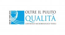 marchio collettivo è costituito dalla dicitura OLTRE IL PULITO QUALITA CONTROLLO MICROBIOLOGICO TESSILI su sfondo bianco e dal relativo marchio collettivo è costituito dalla dicitura OLTRE IL PULITO QUALITA CONTROLLO MICROBIOLOGICO TESSILI su sfondo bianco e dal relativo simbolo grafico che rappresenta la trama ingrandita e stilizzata di un tessuto all interno di un quadrato di colore ciano abbinato alla dicitura in verticale UNI EN 14065:2016 e realizzata con font: Frutiger LT STD. 67 Bold Condensed. Il marchio collettivo è costituito dalla dicitura OLTRE IL PULITO QUALITA CONTROLLO MICROBIOLOGICO TESSILI su sfondo bianco e dal relativo