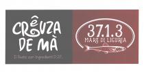 marchio consiste in due rettangoli affiancati. Il primo a sinistra di sfondo marrone riporta ladenominazione in bianco su due marchio consiste in due rettangoli affiancati. Il primo a sinistra di sfondo marrone riporta la denominazione in bianco su due righe, in carattere stampatello di fantasia, CREUZA DE MA dove la lettera e di CREUZA è minuscola ed accentata come la A maiuscola di MA . Sottostante, in carattere minuscolo più piccolo, la scritta Il pesto con ingredienti DOP . Il rettangolo a destra, di sfondo bordeaux, contiente un ovale che termina in basso con un acciuga stilizzata e riporta su due righe il numero 37.1.3 e la dicitura MAR DI LIGURIA in stampatello maiuscolo di fantasia, entrambi in bianco. Il marchio consiste in due rettangoli affiancati. Il primo a sinistra di sfondo marrone riporta la