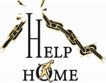 Su sfondo bianco appare a grandi lettere la scritta HELP HOME IN COLORE NERO . Come se uscisse dalla O di Su sfondo bianco appare a grandi lettere la scritta HELP HOME IN COLORE NERO . Come se uscisse dalla O di HOME, è rappresentato un omino di color oro, come se uscisse dalla porta, come se uscisse dai debiti, che sembra camminare. Inoltre, sopra la scritta HELP HOME vi è una catena rotta di colore oro, spezzata all altezza della linea di sinistra della H di HELP, che simboleggia la vittoria dell aver spezzato le catene dei debiti. Su sfondo bianco appare a grandi lettere la scritta HELP HOME IN COLORE NERO . Come se uscisse dalla O di