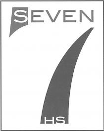 IL MARCHIO E COSTITUITO DA UNA COMPOSIZIONE DEL NUMERO 7 INSERITA IN UN RETTANGOLO POSIZIONATO IN MODO VERTICALE; IL NUMERO MARCHIO E COSTITUITO DA UNA COMPOSIZIONE DEL NUMERO 7 INSERITA IN UN RETTANGOLO POSIZIONATO IN MODO VERTICALE; IL NUMERO STILIZZATO PREVEDE NEL TRATTO ORIZZONTALE SUPERIORE LA SCRITTA SEVEN CON LA S DISEGNATA IN NEGATIVO RISPETTO AL COLORE DELLO SFONDO ED INSERITA IN UN ELEMENTO TRAPEZOIDALE CON LA PUNTA DEL LATO OBLIQUO ORIENTATA IN BASSO, NEL TRATTO DISCENDENTE DEL NUMERO E POSIZIONATA NELLA SUA BASE LA SCRITTA HS IN NEGATIVO RISPETTO ALLO SFONDO. LE LETTERE SONO RIPRODOTTE CON FONT BLAIR ICT MEDIUM IL MARCHIO E COSTITUITO DA UNA COMPOSIZIONE DEL NUMERO 7 INSERITA IN UN RETTANGOLO POSIZIONATO IN MODO VERTICALE; IL NUMERO
