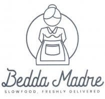 BEDDA MADRE Il logo e rappresentato dalla silhouette di una donna dall aspetto formoso, con indosso un grembiule, intersecato ad un BEDDA MADRE logo e rappresentato dalla silhouette di una donna dall aspetto formoso, con indosso un grembiule, intersecato un cerchio.Sotto ad essa, la scritta Bedda Madre con font andara Script e, a capo, la scritta slowfood,freshly delivered con font Poppins Medium . BEDDA MADRE Il logo e rappresentato dalla silhouette di una donna dall aspetto formoso, con indosso un grembiule, intersecato ad un