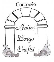 marchio si contraddistingue per la raffigurazione di un arco posto su due colonne, alla base delle quali sono presenti marchio si contraddistingue per la raffigurazione di un arco posto su due colonne, alla base delle quali sono presenti due fregi sovrapposti. L arco è composto da sette elementi a cuneo e l elemento centrale è caratterizzato da dimensioni maggiori rispetto agli altri. Sopra il suddetto arco campeggia la dicitura Consorzio e al centro, invece, compare la dicitura Antico Borgo Orefici, disposta su tre righi in carattere corsivo di fantasia, con iniziali maiuscole. Il marchio si contraddistingue per la raffigurazione di un arco posto su due colonne, alla base delle quali sono presenti