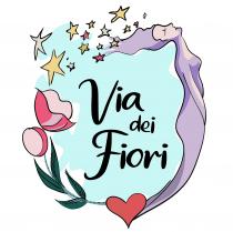 VIA DEI FIORI Marchio figurativo contenente elementi verbali, costituito dalla denominazione VIA DEI FIORI, riprodotta, su tre distinti livelli VIA DEI FIORI Marchio figurativo contenente elementi verbali, costituito dalla denominazione VIA DEI FIORI, riprodotta, su tre distinti livelli verticali, con lettere stilizzate in formato corsivo minuscolo, eccezione delle lettere V ed F, in maiuscolo. La suddetta denominazione VIA DEI FIORI è contenuta all interno della componente grafica, costituita dai disegni stilizzati del profilo di una donna, di alcune stelle, di un fiore e di un cuore la cui disposizione richiama idealmente un cerchio, come da immagine allegata. VIA DEI FIORI Marchio figurativo contenente elementi verbali, costituito dalla denominazione VIA DEI FIORI, riprodotta, su tre distinti livelli
