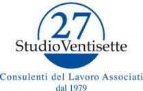 Consistente in un logo composto dal numero 27, di grandi dimensioni, in colore blu reflex, posto sopra la scritta Consistente in un logo composto dal numero 27, di grandi dimensioni, in colore blu reflex, posto sopra la scritta Studio Ventisette, in caratteri stampatello minuscolo, con iniziali maiuscole; la scritta è in colore nero. Un cerchio bianco, con circonferenza in blu reflex e segmento circolare una base in blu reflex, racchiude numero 27 ed è attraversato dalla scritta Studio Ventisette, che interrompe la circonferenza ed è posta al di sopra del segmento circolare. Al di sotto dell elemento descritto si trova la scritta, in blu reflex, Consulenti del Lavoro Associati dal 1979 in caratteri stampatello minuscolo, con iniziali C, L, A maiuscole. La porzione dal 1979 è posta sotto il resto della scritta, in posizione centrata. Consistente in un logo composto dal numero 27, di grandi dimensioni, in colore blu reflex, posto sopra la scritta
