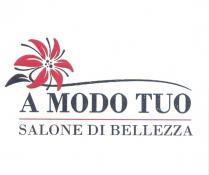 A MODO TUO SALONE DI BELLEZZA Il marchio si presenta con un giglio rosso ed una foglia nera, con i bordi A MODO TUO SALONE DI BELLEZZA marchio si presenta con un giglio rosso ed una foglia nera, con i bordi neri e una linea curva che parte dal giglio fino alla fine della scritta sottostante che è a MODO TUO scritto in grassetto, maiuscolo, stampatello. A sottolineare tale scritta c è una linea rossa. Sotto alla linea rossa c è scritto SALONE DI BELLEZZA in stampatello, maiuscolo A MODO TUO SALONE DI BELLEZZAIl marchio si presenta con un giglio rosso ed una foglia nera, con i bordi