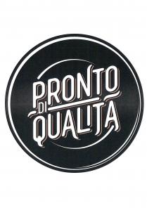 logo rappresenta un piatto stilizzato, al centro un lettering complesso descrive su due righe sovrapposte la frase PRONTO DI logo rappresenta un piatto stilizzato, al centro un lettering complesso descrive su due righe sovrapposte la frase PRONTO DI QUALITA . Il lettering è composto con il font The Antique collection di Adobe, è obliquo ed orientato dal basso a sinistra verso il margine alto a destra. Nella parte superiore troviamo la parola PRONTO, in quella inferiore la parola QUALITA . Il lettering situato all interno di un cerchio ha sfondo scuro. Il logo rappresenta un piatto stilizzato, al centro un lettering complesso descrive su due righe sovrapposte la frase PRONTO DI