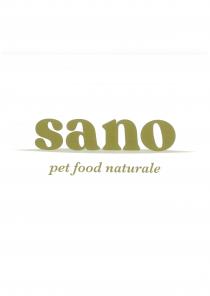 SANO PER FOOD NATURALE Il SANO comprensivo di una linea di sottolineatura e nel payoff pet SANO PER FOOD NATURALE marchio consiste nel logo SANO comprensivo di una linea di sottolineatura e nel payoff pet food naturale posizionato sotto lo stesso logo. SANO PER FOOD NATURALE Il marchio consiste nel logo SANO comprensivo di una linea di sottolineatura e nel payoff pet