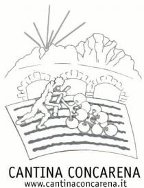 l marchio Cantina Concarena è composto da una serie di elementi: in primo piano una figura umana stilizzata che trascina un l marchio Cantina Concarena è composto da una serie di elementi: in primo piano una figura umana stilizzata che trascina un grappolo d uva dentro un vigneto, rappresentato con lo stile con cui gli antichi camuni rappresentavano le figure umane nelle incisioni rupestri. Sullo sfondo, si staglia in maniera stilizzata la Concarena, montagna ai piedi quella quale sorge la cantina e dove si trovano i suoi vigneti. Sono rappresentati anche i raggi del sole in maniera stilizzata, nel particolare gioco di luci che si crea durante i solstizi. Sulle etichette i raggi del sole sono dorati l marchio Cantina Concarena è composto da una serie di elementi: in primo piano una figura umana stilizzata che trascina un