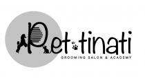 Pet-tinati con 2 zampette che dividono la parola Pet e tinati. Sotto in corsivo, grooming salon academy salone di Pet-tinati con 2 zampette che dividono la parola Pet e tinati. Sotto in corsivo, grooming salon academy salone di toelettatura ed accademia . La P iniziale è caratterizzata da dei denti di un pettine disegnati nella sua pancia, la quale è appoggiata, dal lato sinistro, da un cane Barbone, con le zampe anteriori sollevate, dal lato destro da un gatto che con la zampina anteriore, sostiente la pancia della P, e con la coda collega la P con resto della scritta. Il barbone, la P,il gatto e la E sono rinchiusi in un cerchio. Senza la E, caratterizza anche l icona del logo. Pet-tinati con 2 zampette che dividono la parola Pet e tinati. Sotto in corsivo, grooming salon academy salone di