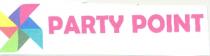 PARTY POINT Il marchio si presenta con scritta in stampatello PARTY POINT di colore fucsia traduzione punto festa di fianco lato PARTY POINT marchio si presenta con scritta in stampatello PARTY POINT di colore fucsia traduzione punto festa di fianco lato sx il simbolo di una girandola stilizzata multi colori PARTY POINT Il marchio si presenta con scritta in stampatello PARTY POINT di colore fucsia traduzione punto festa di fianco lato