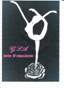 G.S.A. ARTE CREAZIONI IL MARCHIO CONSISTE NELLA PAROLA G.S.A. ARTE CREAZIONI. LE LETTERE INIZIALI G.S.A. SONO SUDDIVISE G.S.A. ARTE CREAZIONI MARCHIO CONSISTE NELLA PAROLA G.S.A. ARTE CREAZIONI. LE LETTERE INIZIALI G.S.A. SONO SUDDIVISE DA TRE PUNTINI E SONO CARATTERI DI FANTASIA. DI SEGUITO VENGONO RIPORTATE LE PAROLE ARTE CREAZIONI DIVISE DAL SEGNO GRAFICO DI COLORE MAGENTA. ALLA DESTRA DELLA PAROLA E RAFFIGURATA UNA DANZATRICE DI COLORE BIANCO, COLLOCATA SOPRA UNA ROSA APERTA DI COLORE BIANCO. G.S.A. ARTE CREAZIONI IL MARCHIO CONSISTE NELLA PAROLA G.S.A. ARTE CREAZIONI. LE LETTERE INIZIALI G.S.A. SONO SUDDIVISE