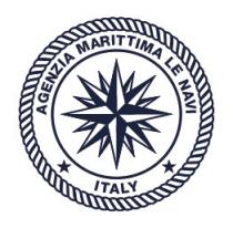 marchio è costituito da tre cerchi concentrici. Quello più esterno rappresenta una cima marinara, quello successivo contiente le parole: marchio è costituito da tre cerchi concentrici. Quello più esterno rappresenta una cima marinara, quello successivo contiente le parole: AGENZIA MARITTIMA LE NAVI ITALY e quello più interno contiene il disegno di una rosa dei venti, senza indicazione dei punti cardinali. Il marchio è costituito da tre cerchi concentrici. Quello più esterno rappresenta una cima marinara, quello successivo contiene le parole