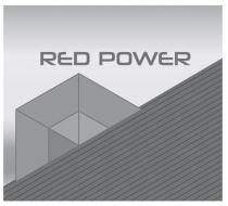 Marchio figurativo RED POWER. Il marchio è costituito dalla dicitura RED POWER, eseguita in un carattere stampatello maiuscolo di fantasia, Marchio figurativo RED POWER. marchio è costituito dalla dicitura RED POWER, eseguita in un carattere stampatello maiuscolo di fantasia, posta sopra una raffigurazione di fantasia costituita dalla metà di un esagono, suddiviso in triangoli, appoggiato su piano obliquo con grafica a righe parallele. Marchio figurativo RED POWER. Il marchio è costituito dalla dicitura RED POWER, eseguita in un carattere stampatello maiuscolo di fantasia
