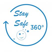 Stay Safe 360 è un logo di tipologia figurativa-letterale. La parte figurativa comprende una freccia che richiama il ciclo di Stay Safe 360 è un logo di tipologia figurativa-letterale. La parte figurativa comprende una freccia che richiama ciclo di igiene a 360, ovvero dall ingresso all uscita dal luogo pubblico. L emoticon in aggiunta all interno della freccia accompagna il titolo del logo e indica un sistema pensato appositamente per essere attenti alle esigenze dei clienti e garantire loro una permanenza in totale sicurezza. Stay Safe 360 può essere applicato e declinato in tutti i luoghi pubblici dove si vuole garantire igiene e sicurezza. Stay Safe 360 è un logo di tipologia figurativa-letterale. La parte figurativa comprende una freccia che richiama il ciclo di
