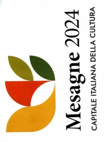 marchio è costituito da un accostamento di elementi denominativi, la parola Mesagne con l anno 2024, e di elementi figurativi, marchio è costituito da un accostamento di elementi denominativi, la parola Mesagne con l anno 2024, e di elementi figurativi, una forma geometrica complessa. L elemento iconografico è composto da forme organiche e vegetali di colori rispettivamente giallo oro 124 solid c, arancio bruno 173 solid c e due tonalità di verde 398 solid c - 364 solid c . La scritta Mesagne 2024 è realizzata con un carattere serif ed è seguita dalla dicitura in maiuscolo CAPITALE ITALIANA DELLA CULTURA entrambe di colore nero BLACK solid . Il marchio è costituito da un accostamento di elementi denominativi, la parola Mesagne con l anno 2024, e di elementi figurativi