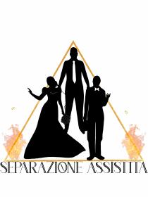 marchio figurativo Separazione Assistita consiste nella rappresentazione all interno di un triangolo dorato di 3 figure umane: un avvocato posto in marchio figurativo Separazione Assistita consiste nella rappresentazione all interno di un triangolo dorato di 3 figure umane: un avvocato posto in alto al centro verso il vertice, una sposa ed una sposo. Agli angoli della base del triangolo sono poste due fiamme rispettivamente una a destra ed una a sinistra. Fiamme dove gli sposi lanciano le proprie fedi dorate, simbolo del loro legame, per sciogliere le promesse matrimoniali e risorgere a nuova vita grazie alla purificazione operata dal fuoco trasmutatore. Tale azione è assistita dell avvocato che pone amorevolmente e con decisione le proprie mani sulle spalle degli ormai ex sposi. A completare il marchio, sotto la base del triangolo dorato vi è in qualsiasi formato, carattere e dimensione la scritta Separazione Assistita Il marchio figurativo Separazione Assistita consiste nella rappresentazione all interno di un triangolo dorato di 3 figure umane: un avvocato posto in