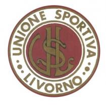 marchio consiste in uno stemma di forma complessivamente rotonda in cui in un cerchio centrale color amaranto sono disposte marchio consiste in uno stemma di forma complessivamente rotonda in cui in un cerchio centrale color amaranto sono disposte le lettere USL in color oro a caratteri di fantasia con la lettera S intrecciata alle restanti, le parole UNIONE SPORTIVA LIVORNO in color oro a caratteri stampatello maiuscolo essendo disposte a 360 intorno al suddetto cerchio tra ulteriori fasce anulari oro e amaranto. Il marchio consiste in uno stemma di forma complessivamente rotonda in cui in un cerchio centrale color amaranto sono disposte