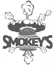 MARCHIO CONSISTENTE NELLA PAROLA SMOKEY S REDATTA IN SPECIALI CARATTERI DI STAMPA E SOVRAIMPRESSA AL DISEGNO STILIZZATO DI UN PANINO AL MARCHIO CONSISTENTE NELLA PAROLA SMOKEY S REDATTA IN SPECIALI CARATTERI DI STAMPA E SOVRAIMPRESSA AL DISEGNO STILIZZATO DI UN PANINO AL DI SOPRA DI UN AFFUMICATORE CHE EMETTE DEL FUMO. MARCHIO CONSISTENTE NELLA PAROLA SMOKEY S REDATTA IN SPECIALI CARATTERI DI STAMPA E SOVRAIMPRESSA AL DISEGNO STILIZZATO DI UN PANINO AL