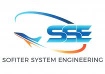 SSE SOFITER SYSTEM ENGINEERING: Il marchio misto è così raffigurato: una forma ellittica obliqua con spessore diseguale e colore gradiente SSE SOFITER SYSTEM ENGINEERING: marchio misto è così raffigurato: una forma ellittica obliqua con spessore diseguale e colore gradiente dal blu al giallo e che ha come chiusura laterale la forma di un aeromobile con la parte superiore in colore blu e la parte inferiore in arancione, mentre sul lato destro è inserito l acronimo della Società richiedente SSE con le lettere di fantasia maiuscole di colore blu variegato; sotto la parte grafica è posto il nome per esteso della società richiedente SOFITER SYSTEM ENGINEERING tradotto: INGEGNERIA DEL SISTEMA SOFITER in carattere lineare maiuscolo di colore nero, come da esemplare allegato. SSE SOFITER SYSTEM ENGINEERING: Il marchio misto è così raffigurato: una forma ellittica obliqua con spessore diseguale e colore gradiente