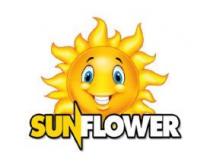 marchio consiste in un impronta raffigurante la dicitura SUNFLOWER in trad. GIRASOLE, essendo la porzione SUN di colore giallo mentre marchio consiste in un impronta raffigurante la dicitura SUNFLOWER in trad. GIRASOLE, essendo la porzione SUN di colore giallo mentre la porzione FLOWER bianca, entrambe contornate da una banda nera, il tutto sovrapposto dal disegno fortemente stilizzato di un sole giallo al cui interno è riprodotto un viso sorridente. Il marchio consiste in un impronta raffigurante la dicitura SUNFLOWER in trad. GIRASOLE, essendo la porzione SUN di colore giallo mentre