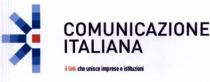 COMUNICAZIONE ITALIANA IL LINK CHE UNISCE IMPRESE E ISTITUZIONI. Il logo è caratterizzato e costruito da 15 quadrati blu ed un COMUNICAZIONE ITALIANA LINK CHE UNISCE IMPRESE E ISTITUZIONI. Il logo è caratterizzato e costruito da 15 quadrati blu ed un quadrato arancio, affiancati dalla parola COMUNICAZIONE ITALIANA. Il segno rappresenta una C ed una I, iniziali di Comunicazione Italiana. Il movimento virtuale dei quadrati blu in senso antiorario, rappresenta la C di Comunicazione. Il quadrato centrale arancio rappresenta il puntino della I di Italiana. COMUNICAZIONE ITALIANA IL LINK CHE UNISCE IMPRESE E ISTITUZIONI.