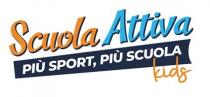 marchio è costituito dalle parole SCUOLA, in colore arancio con bordi neri, e ATTIVA, in colore azzurro con bordi marchio è costituito dalle parole SCUOLA, in colore arancio con bordi neri, e ATTIVA, in colore azzurro con bordi blu, sovrastanti la scritta PIU SPORT, PIU SCUOLA, in colore bianco su sfondo blu e, su una ulteriore riga, la parola KIDS in colore arancio. Il marchio è costituito dalle parole SCUOLA, in colore arancio con bordi neri, e ATTIVA, in colore azzurro con bordi