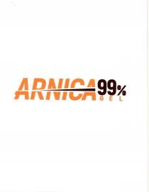 l logo è rappresentato dalla scritta ARNICA 99 GEL, scritto a caratteri maiuscoli. La scritta ARNICA è di colore arancione l logo è rappresentato dalla scritta ARNICA 99 GEL, scritto a caratteri maiuscoli. La scritta ARNICA è di colore arancione e divisa a metà da una linea orizzontale di spessore via via crescente, di colore marrone. numero 99 accanto alla scritta ARNICA è di colore marrone lo stesso della linea orizzontale . Sotto al 99 troviamo la scritta GEL, dello stesso colore di ARNICA arancione . l logo è rappresentato dalla scritta ARNICA 99 GEL, scritto a caratteri maiuscoli. La scritta ARNICA è di colore arancione