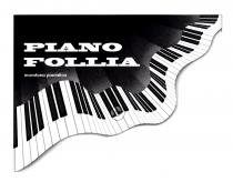 marchio si compone di tre livelli. Nel primo, da sinistra verso destra, è contenuta la parola PIANO, in lettere marchio si compone di tre livelli. Nel primo, da sinistra verso destra, è contenuta la parola PIANO, in lettere maiuscole con grazie accentuate. Nel secondo la parola FOLLIA . Nel terzo e ultimo livello in minuscolo i termini MARATONA PIANISTICA, nello spazio contenuto tra le lettere F e O di FOLLIA. Completa lo spazio una tastiera di pianoforte che si sviluppa con andamento sinusoidale da sinistra verso destra, dal basso verso l alto. Il marchio si compone di tre livelli. Nel primo, da sinistra verso destra, è contenuta la parola PIANO, in lettere