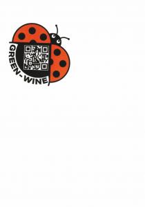 IL LOGO E COMPOSTO DA 3 ELEMENTI; UNA COCCINELLA STILIZZATA CON LE ALI APERTE, UN QR-CODE POSIZIONATO TRA LE DUE LOGO E COMPOSTO DA 3 ELEMENTI; UNA COCCINELLA STILIZZATA CON LE ALI APERTE, UN QR-CODE POSIZIONATO TRA LE DUE ALI DELLA COCCINELLA, LA SCRITTA GREEN-WINE SOTTO IL QR-CODE IL LOGO E COMPOSTO DA 3 ELEMENTI; UNA COCCINELLA STILIZZATA CON LE ALI APERTE, UN QR-CODE POSIZIONATO TRA LE DUE