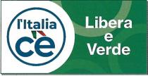 Associazione L ITALIA C È LIBERA E VERDE. Rettangolo bordato di verde suddiviso in due parti verticalmente: a destra, pari circa ai
