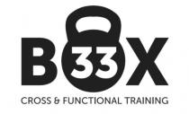 Il marchio consiste nella dicitura BOX 33 CROSS FUNCTIONAL TRAINING scritta in caratteri di fantasia e disposta su due