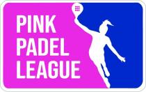 IL MARCHIO E SUDDIVISO IN DUE COLORI: NELLA PARTE FUCSIA VI E LA SCRITTA PINK PADEL LEAGUE CON CARATTERE BIANCO