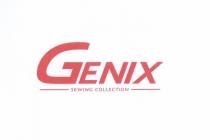 GENIX SEWING COLLECTION IL MARCHIO SI PRESENTA CON UNA SCRITTA IN STAMPATELLO ROSSO GENIX PAROLA DI FANTASIA SENZA ALCUN SIGNIFICATO AL